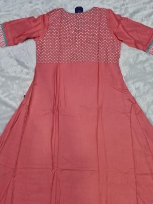 Designer Rayon Cotton Table Print Kurti With Round Neck Print