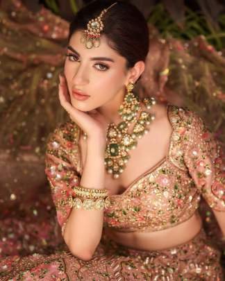 Designer Slub Silk Embroidered Peach Pink Elegance Lehenga Choli With Dupatta