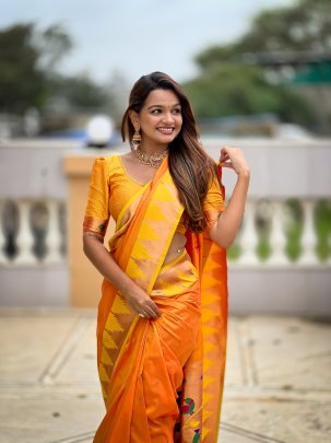 Designer Soft Silk Wine Paithani Saree With Meenakari Motifs And Zari Temple Border