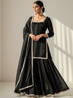Designer Wear Black Colour Sharara Suit