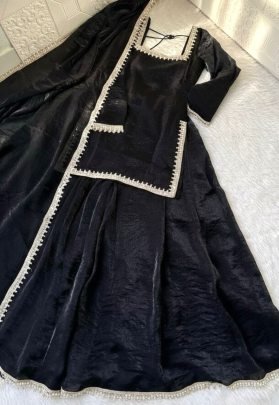 Designer Wear Black Colour Sharara Suit
