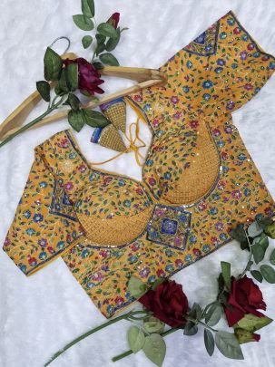 Designer Yellow Heavy Readymade Blouse