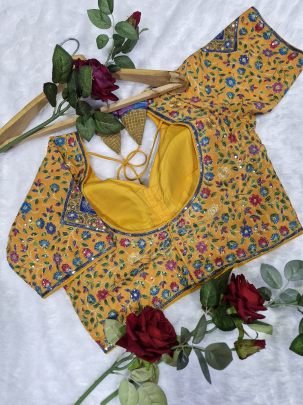 Designer Yellow Heavy Readymade Blouse