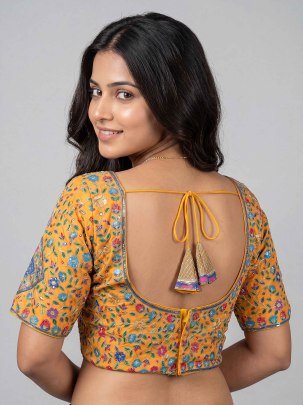 Designer Yellow Heavy Readymade Blouse