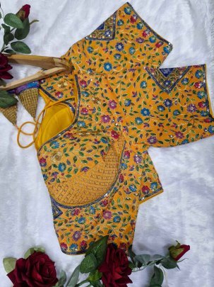 Designer Yellow Heavy Readymade Blouse