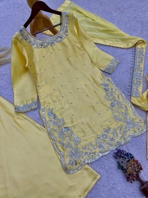 Devsena Silk Fabric Yellow Colour Farshi Salwar Suit