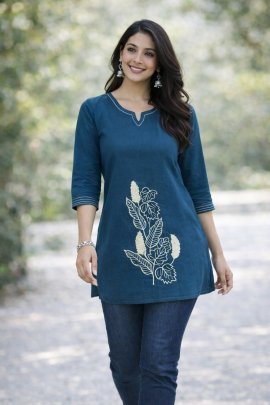 Dhabu Cotton  Fabric  Rama  Ladies Top