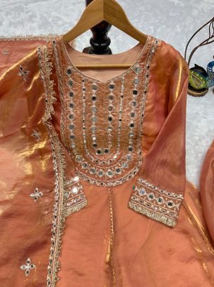 Dhoti Style Peach Colour Ready Made Suit