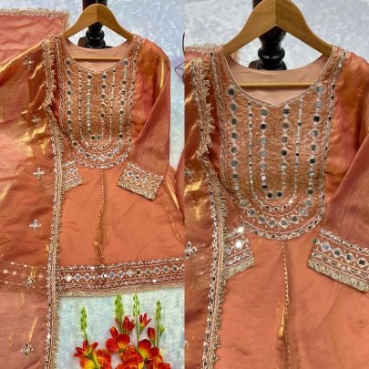 Dhoti Style Peach Colour Ready Made Suit