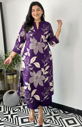 Digital Print  Purple Colour Co Ord Set