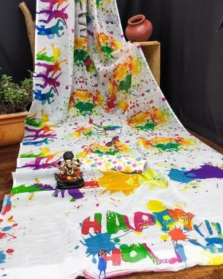 Digital Printed Holi Special  Saree