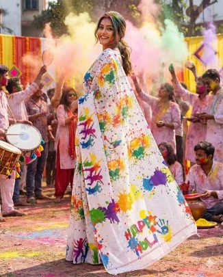Digital Printed Holi Special  Saree