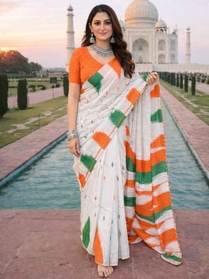 Digital Printed Tiranga  Colour  Saree
