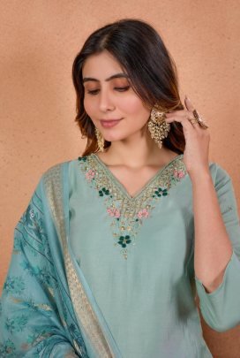 Divine Drape Sea Green Kurti Set