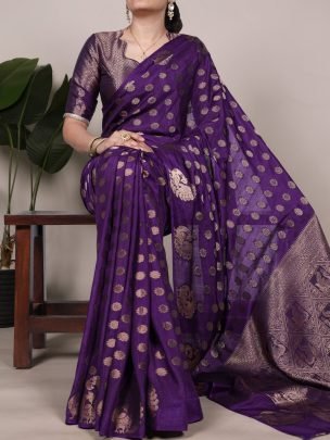 Diwali Special Festive Purple Color Heavy Saree