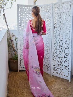 Double Shade Pedding Tabby Silk Pink Colour Saree