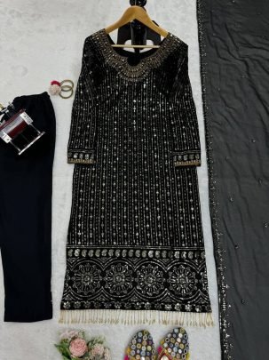 Eid  Special  Black Colour Sequence Work Suit