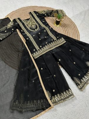 Eid Special  Kids Black Colour  Kids Sharara Suit