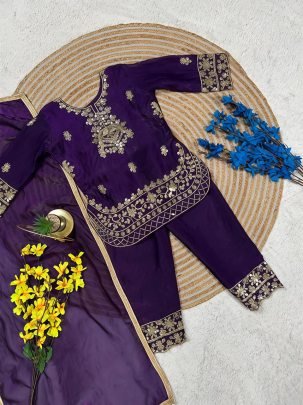Eid Special  Kids  Purple Colour Palazzo Suit