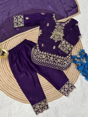 Eid Special  Kids  Purple Colour Palazzo Suit