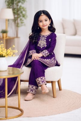 Eid Special  Kids  Purple Colour Palazzo Suit