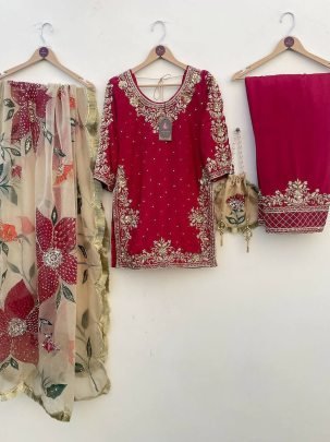 Eid Special Premium Gmy Silk Plazzo Suit With Sequence Embroidery Dupatta