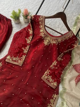 Eid Special Premium Gmy Silk Plazzo Suit With Sequence Embroidery Dupatta