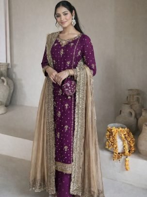 Eid Special  Purple  Colour Palazzo Suit