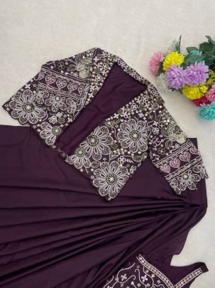 Eid  Special  Purple  Colour  Saree With Jacket