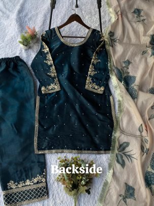 Eid Special Silk Plazzo Suit With Sequence Embroidery Dupatta