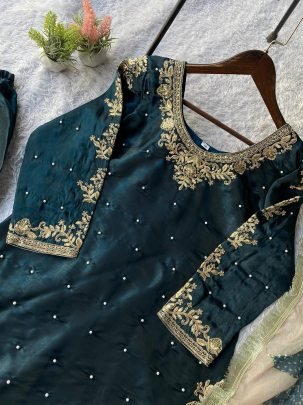 Eid Special Silk Plazzo Suit With Sequence Embroidery Dupatta