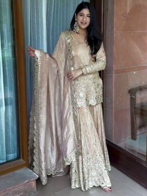 Eid Special  Cream Colour Sharara Suit