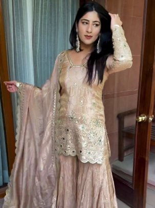 Eid Special  Cream Colour Sharara Suit