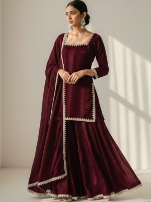 Eid Spicel  Maroon Colour Sharara Suit
