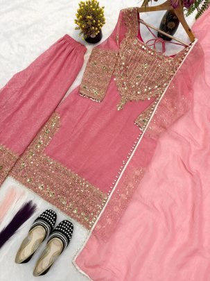 Eid Spicel  Pink Colour Palazzo Suit