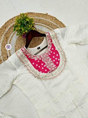 Elegant Coding Sequence Embroidered Cotton Inner Suit With Roman Silk Bottom