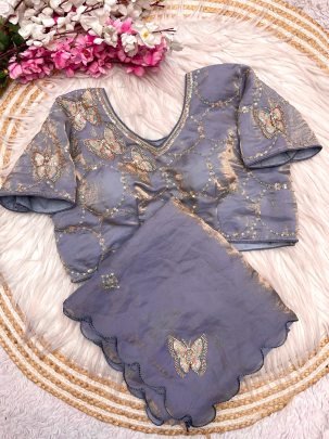 Elegant Fandy Satin Saree With Khatli Brits Work And Arco Border