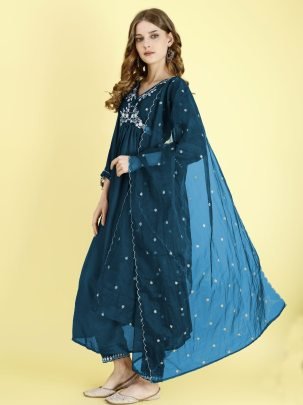 Elegant Flared Kurti Dupatta Set – Stylish Ethnic Wear for Women