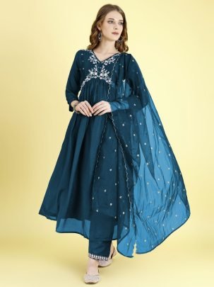 Elegant Flared Kurti Dupatta Set – Stylish Ethnic Wear for Women