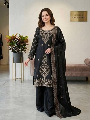 Elegant Gmy Silk Embroidered Sharara Suit With Beads Work Dupatta