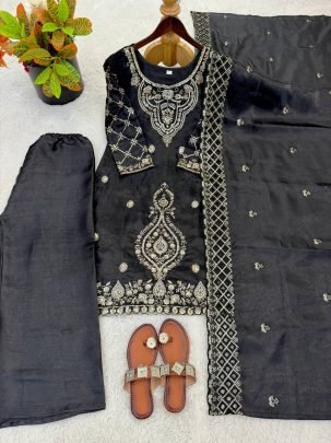 Elegant Gmy Silk Embroidered Sharara Suit With Beads Work Dupatta
