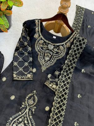 Elegant Gmy Silk Embroidered Sharara Suit With Beads Work Dupatta