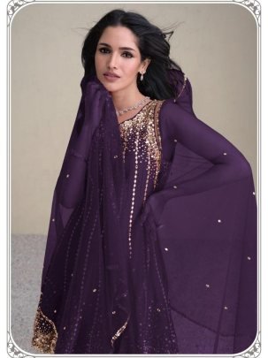 Elegant Hand Work Purple Colour Ready Made Suit