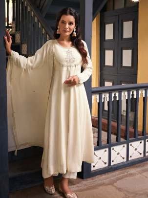 Elegant Vichitra Silk Embroidered Work Suit With Dupatta
