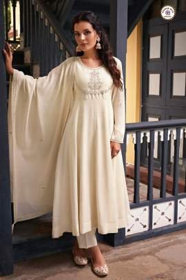 Elegant Vichitra Silk Embroidered Work Suit With Dupatta
