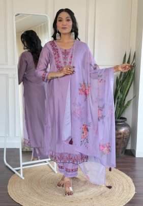 Embroidered Viscose Straight Kurta Set With Pant And Taby Dupatta