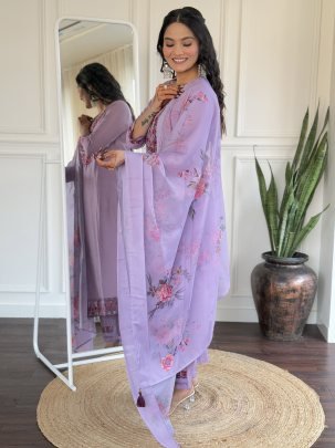 Embroidered Viscose Straight Kurta Set With Pant And Taby Dupatta