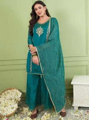 Embroidered Work Rama  Colour Ready Made Suit