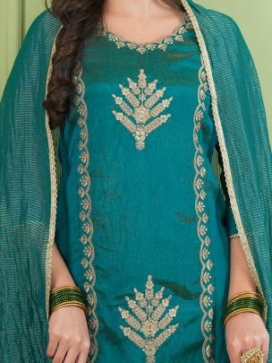 Embroidered Work Rama  Colour Ready Made Suit