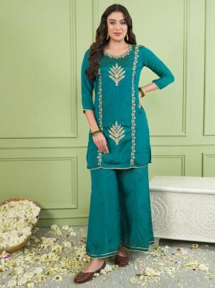 Embroidered Work Rama  Colour Ready Made Suit